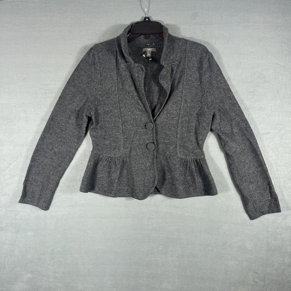 Apt. 9 Women's Gray 100% Wool Peplum Blazer Jacket Size L